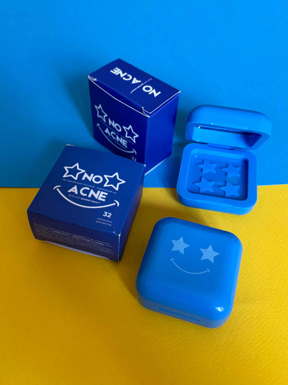 сини звездички за пъпки в компактна кутия с огледало